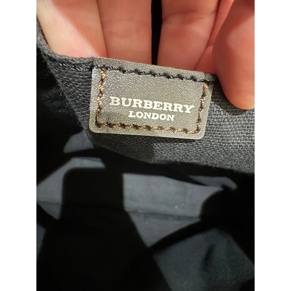 Burberry London Smoked Check Tote Bag Brown Leather Trim Made in Italy - Picture 11 of 14